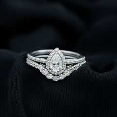 1.50 CT Certified Moissanite Designer Teardrop Ring Set