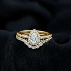 1.50 CT Certified Moissanite Designer Teardrop Ring Set
