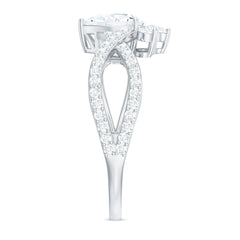 Designer Pear Shaped Moissanite Crossover Engagement Ring