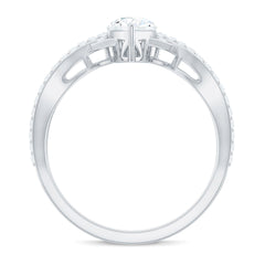 Designer Pear Shaped Moissanite Crossover Engagement Ring