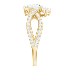 Designer Pear Shaped Moissanite Crossover Engagement Ring