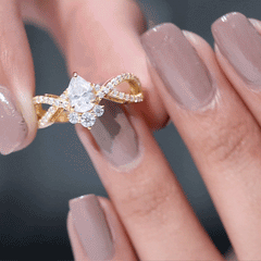 2 CT Pear Cut Cubic Zirconia Crossover Engagement Ring