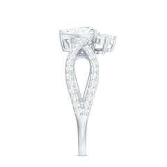 2 CT Pear Cut Cubic Zirconia Crossover Engagement Ring