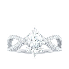 2 CT Pear Cut Cubic Zirconia Crossover Engagement Ring