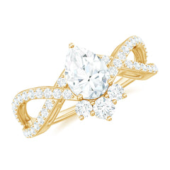 2 CT Pear Cut Cubic Zirconia Crossover Engagement Ring
