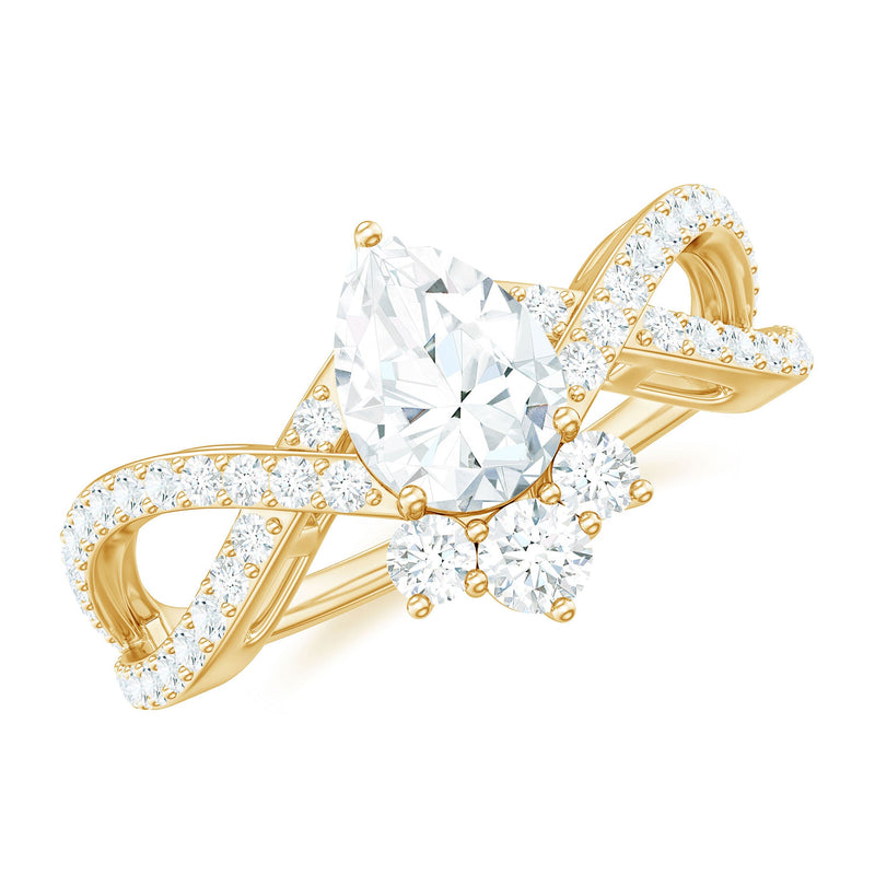 2 CT Pear Cut Cubic Zirconia Crossover Engagement Ring