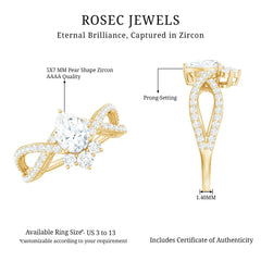 2 CT Pear Cut Cubic Zirconia Crossover Engagement Ring