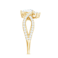 2 CT Pear Cut Cubic Zirconia Crossover Engagement Ring
