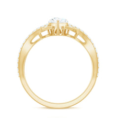 2 CT Pear Cut Cubic Zirconia Crossover Engagement Ring