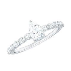 Pear Shape Solitaire Moissanite Promise Ring For Her