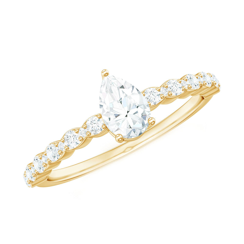 Pear Shape Solitaire Moissanite Promise Ring For Her