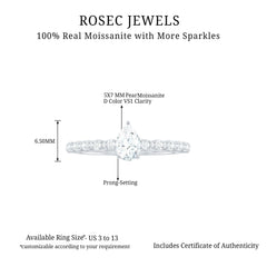 Pear Shape Solitaire Moissanite Promise Ring For Her