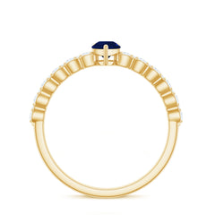 1 CT Minimal Blue Sapphire Solitaire Promise Ring with Diamond