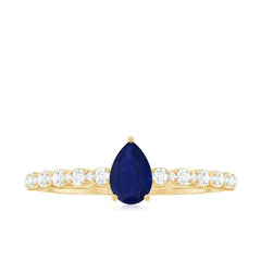 1 CT Minimal Blue Sapphire Solitaire Promise Ring with Diamond