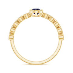 Pear Cut Blue Sapphire Solitaire Ring with Diamond Accent