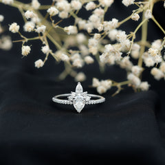 1.50 Ct Pear Shape Moissanite Crown Engagement Ring