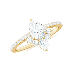 1.50 Ct Pear Shape Moissanite Crown Engagement Ring