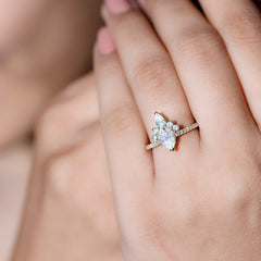 1.50 Ct Pear Shape Moissanite Crown Engagement Ring