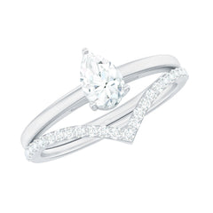 Pear Cut Solitaire Moissanite Engagement Ring with Enhancer
