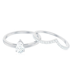 Pear Cut Solitaire Moissanite Engagement Ring with Enhancer