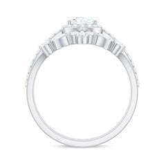 Pear Cut Moissanite Halo Bridal Ring Set with Certificate
