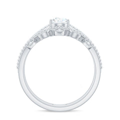 Pear Moissanite Double Band Engagement Ring with Enhancer