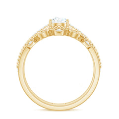 Pear Moissanite Double Band Engagement Ring with Enhancer