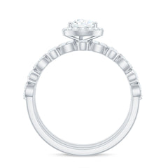 Pear Shaped Moissanite Engagement Ring with 2 Enhancers