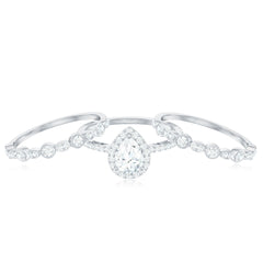 Pear Shaped Moissanite Engagement Ring with 2 Enhancers