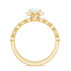 Pear Shaped Moissanite Engagement Ring with 2 Enhancers