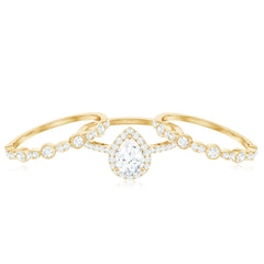 Pear Shaped Moissanite Engagement Ring with 2 Enhancers