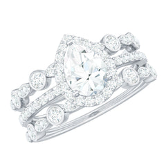 2.25 CT Teardrop Zircon Trio Wedding Ring Set in Gold