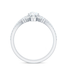 Pear Cut Moissanite Solitaire Bridal Ring Set with Certificate