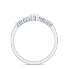 Marquise Cut Moissanite Engagement Ring with V-Shaped Wedding Band