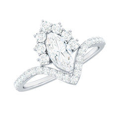 Marquise Cut Moissanite Designer Engagement Ring