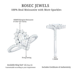 Marquise Cut Moissanite Designer Engagement Ring