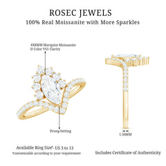 Marquise Cut Moissanite Designer Engagement Ring