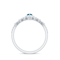 Marquise Cut London Blue Topaz Halo Wedding Ring Set with Diamond Band