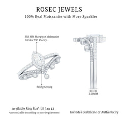 Marquise Cut Moissanite Vintage Wedding Ring Set