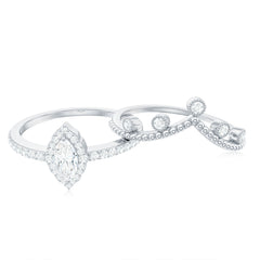 Marquise Cut Moissanite Vintage Wedding Ring Set
