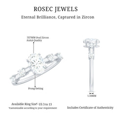 1.75 CT Oval Zircon Solitaire Engagement Ring in Gold