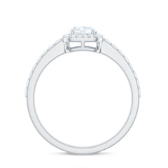 2 CT Oval Cut Zircon Halo Engagement Ring with Side Stones