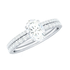 Oval Shaped Moissanite Engagement Ring with Wedding Band Set