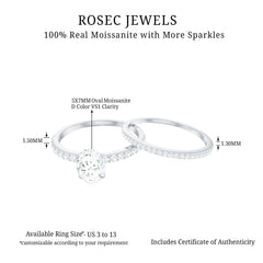Oval Shaped Moissanite Engagement Ring with Wedding Band Set