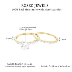 Oval Shaped Moissanite Engagement Ring with Wedding Band Set