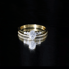Certified Moissanite Oval Engagement Ring with Wedding Band