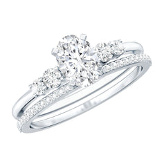 Certified Moissanite Oval Shaped Wedding Ring Set