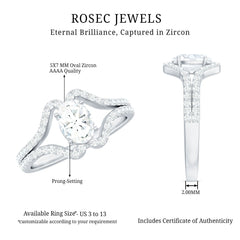 2.25 CT Oval Cut Zircon Engagement Ring with Split Shank