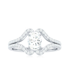 2.25 CT Oval Cut Zircon Engagement Ring with Split Shank
