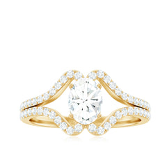 2.25 CT Oval Cut Zircon Engagement Ring with Split Shank